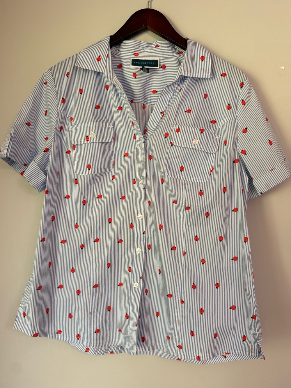 Karen Scott Ladybug Blouse